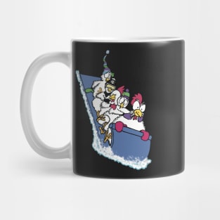 Downhill runaway chicken toboggan birds in flight Mug